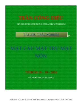 Tài liệu trắc nghiệm Mặt cầu - Mặt trụ - Mặt nón - Trần Công Diêu